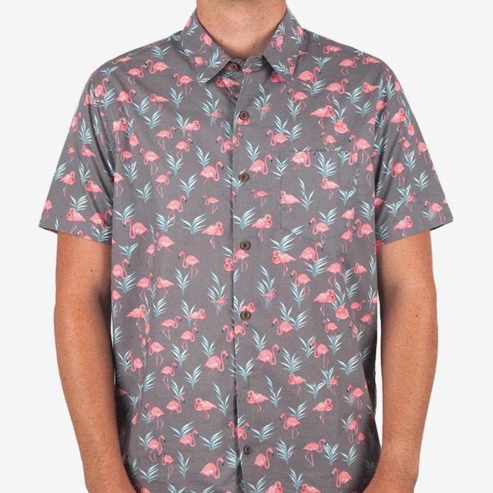 RipCurl Flamingo Print Hawaiian Shirt